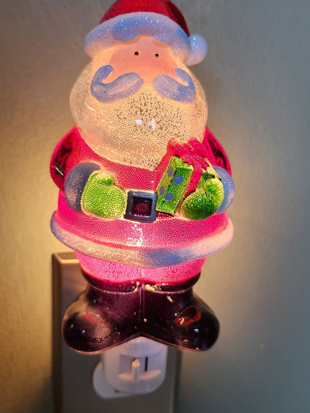 Holiday Santa Night Light Plug-In - Pink and Green